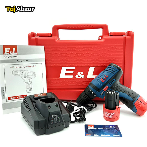 دریل پیچگوشتی شارژی 12 ولت ای اند ال مدل C.D 1324 - مجموعه