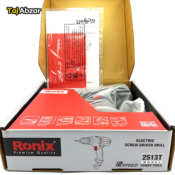 دریل پیچ گوشتی برقی رونیکس مدل 2513T- محتوا بسته بندی