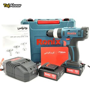 دریل پیچ گوشتی چکشی شارژی رونیکس مدل 8614- مجموعه