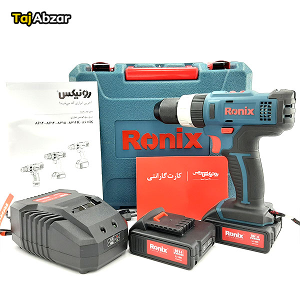 دریل پیچ گوشتی چکشی شارژی رونیکس مدل 8614- مجموعه