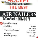 میخ کوب بادی ای پی ان مدل NL50T- مشخصات روی بسته بندی