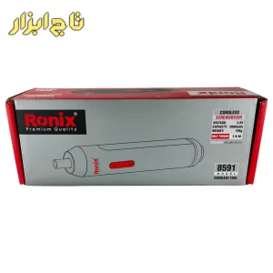 نمایی از کارتن پیچ گوشتی شارژِی الکترونیکی 3.6 ولت رونیکس مدل 8591