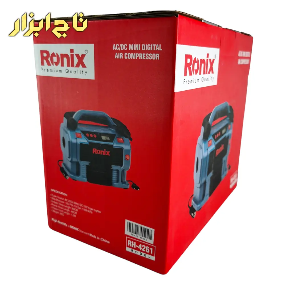 مینی کمپرسور سه کاره فندکی و برق شهری رونیکس دارای مکانیزم تنظیم شونده مدل RH-4261
