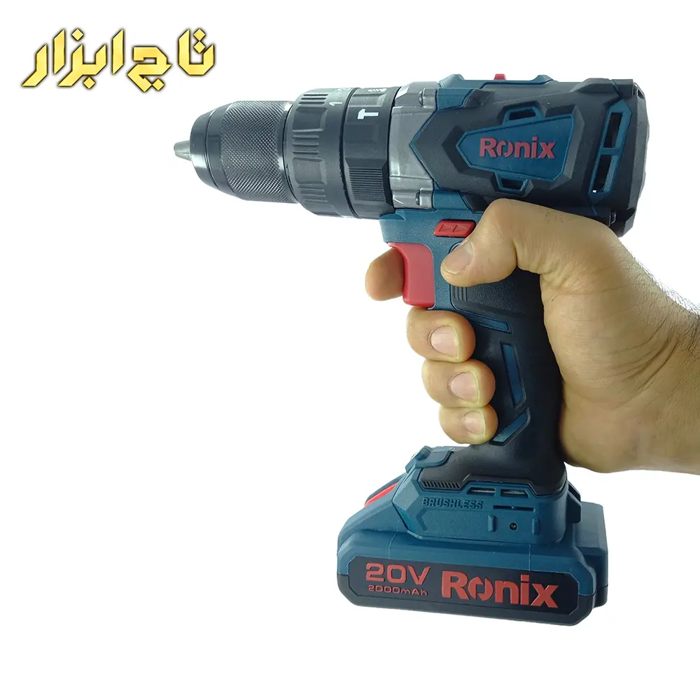 کیت دریل شارژی 13 میلی متری موتور براش لس صنعتی رونیکس مدل 8905K