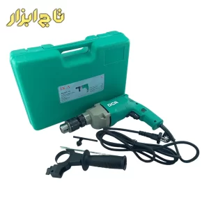 دریل چکشی سه نظام آچاری گیربکسی 500 وات مجهز به جعبه پلاستیکی DCA مدل AZJ03-13