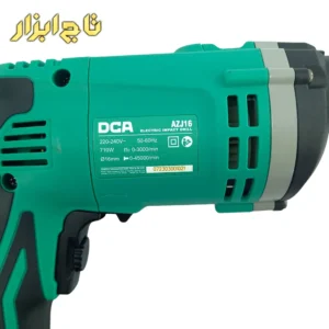 مشخصات درج شده روی دریل چکشی سه نظام آچاری گیربکسی 710 وات DCA مدل AZJ16