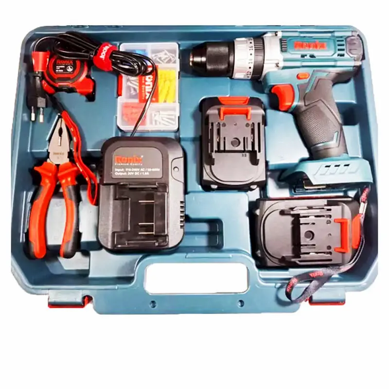 کیت دریل شارژی 20 ولت (2 باطری 53 پارچه) رونیکس مدل RS-8620