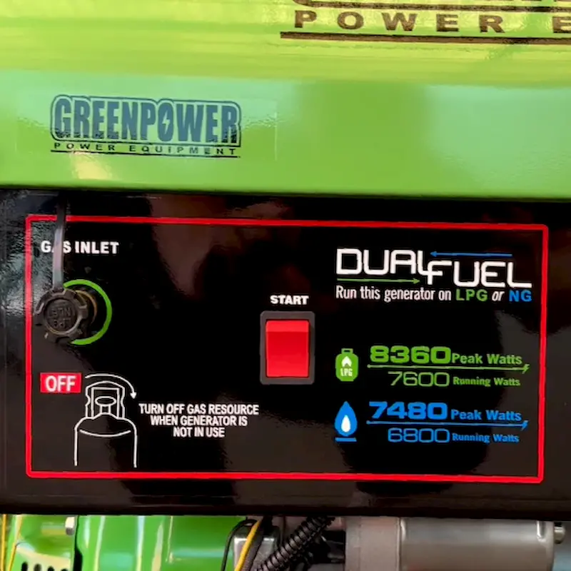 موتور برق گازسوز ریموت دار 7.5 کیلووات گرین پاور مدل CC9000-NG/LPG