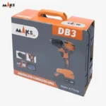 دریل چکشی شارژی 2دور 21 ولت براشلس 2 باتری maks مدل DB3